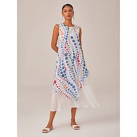 Colorful Polka Dot Flowy Chiffon Layered Maxi Dress