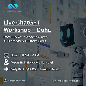 Mastering ChatGPT for Professionals: Two-Course Series – Course 1: Smart Prompting & Custom GPTs in Doha Workshops