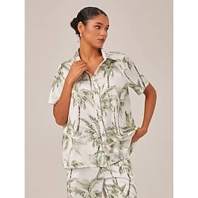 Palm Print Short Sleeve Button Down Shirt
