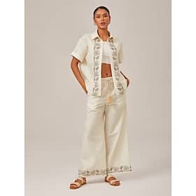 Linen Printed Rolled Cuffs Shirt