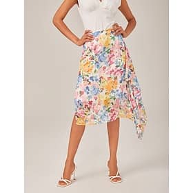 Elegant Ruffled Asymmetric High-Waisted A-Line Maxi Skirt