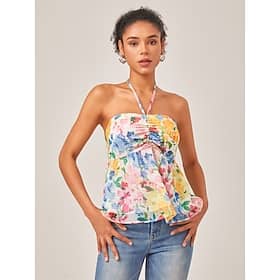 Floral Prints Halter Tanktop