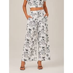 Summer Vacation Sketch Hand-Drawing Wide-Leg Pants