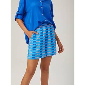 Vacation-Style Blue Geometric Print Shorts