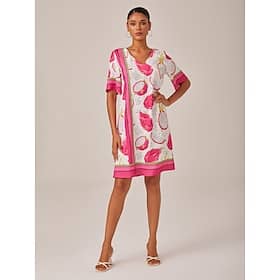 Dragon Fruit Placed Print V-neck Mini Dress