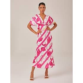 Dragon Fruit Striped Batwing Maxi Dress