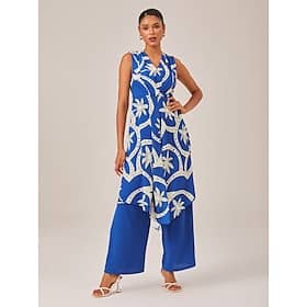 Elegant Geometric Print Two-Piece Set