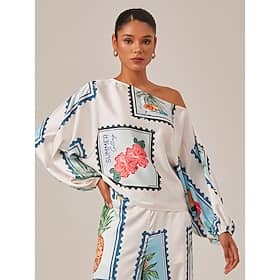 Seamless Pattern Print Off Shoulder Top