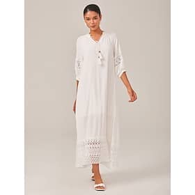 Lace-Trimmed White Vacation Dress