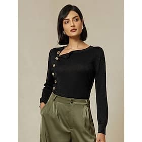 Slash Neck Button Up Cropped Knit Top