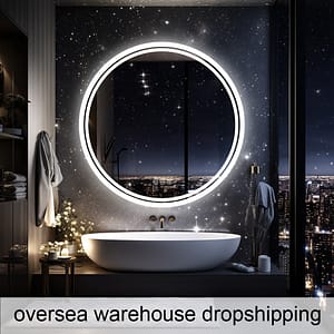 LUVODI 600 x 600 Round Illuminated Bathroom Wall Mirror with Demister Led Lights Dimmable Makeup Mirror for Bathroom Renovation Home  Garden