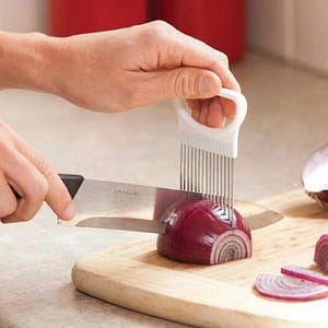 Stainless Steel Onion Cutter Onion Fork Fruit Vegetables Cutter Slicer Tomato Cutter Knife Cutting Safe Aid Holder Kitchen Tools Home  Garden