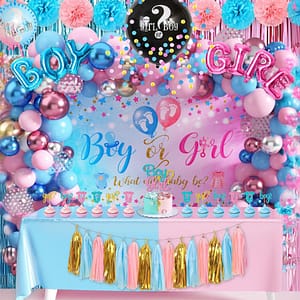 Party Essentials Gender Reveal Collection Full-Set of Festive Table Settings & Ornaments Home  Garden