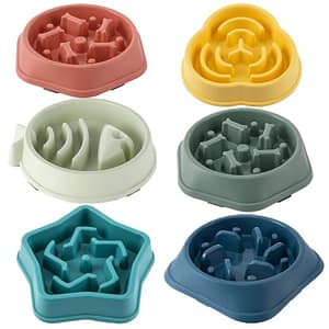 Pet Cat Dog Slow Food Bowl Fat Help Healthy Round Anti-choking Thickened And Non-slip Multiple Colors Shapes Pet Supplies