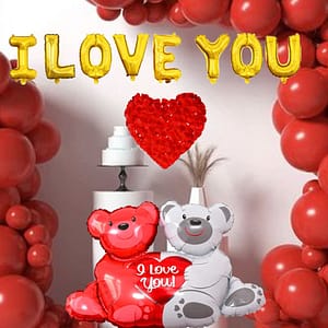 Elegant Red & Pink 'I Love You' Heart Balloons Set for Sweetheart Gatherings Home  Garden