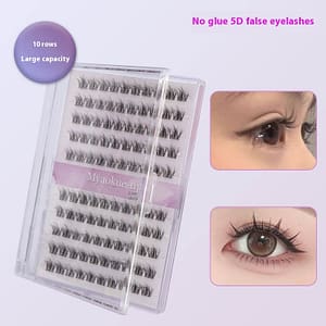 Beauty eyelash adhesive free 5D natural simulation ten row set self-adhesive speed paste single cluster fake eyelashes Health  Beauty