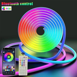 LED Neon Light Strip RGB Strip Flexible Bluetooth Waterproof Silicone Lights 108leds App+48 Key Remote Control TV Backlight For Room Garden Party Lights  Lighting