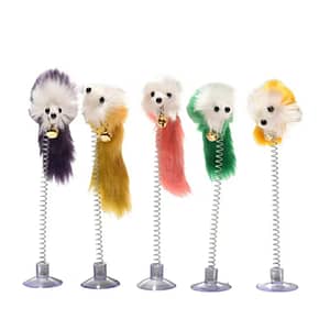 3pcs Cartoon Pet Cat Toy Stick Feather Rod Mouse Toy with Mini Bell Cat Catcher Teaser Interactive Cat Toy Kitten Toys for Cats Pet Supplies