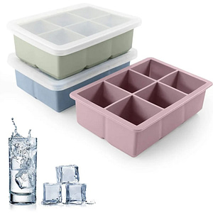 Silicone Ice Cube Mold 3 Color Big Grid Ice Cube Maker Flexible Silicone Ice Cube Tray with Lid Kitchen Gadgets and Accessories Home  Garden