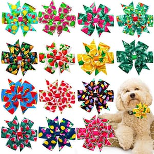 Dog Apparel 50/100PCS Pet Bow Tie Movable Collar Bulk Summer Fruit Style Cat Flower-Collar For Small Grooming Accessories Pet Supplies