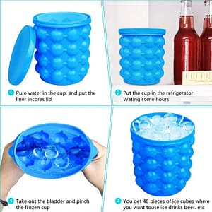 NEW Dropshipping Portable 2 in 1 Large Silicone Ice Bucket Mold with Lid Space Saving Cube Maker Tools for Kitchen Party Barware Home  Garden