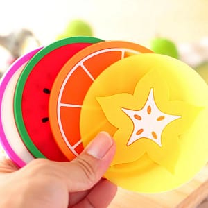 NEW 7 PCS Fruit Shape Silicone Cup Pad Slip Insulation Pad Cup Mat Holder Orange/Watermelon/Carambola/Dragon Fruit Wholesale Store Home  Garden