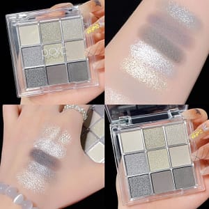 Exclusive smoked 9-color matte sequins nine palace grid fine glitter pearlescent eye shadow plate Health  Beauty