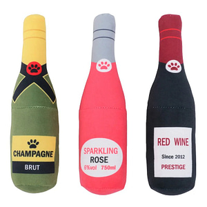 Creative Dog Toys Cocktail Vodka Wine Bottle Pet Toy Plush Filled Champagne Food Shape Toy Squeaky Bite-Resistant Pet Supplies Pet Supplies