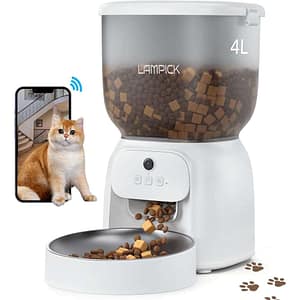 automatic cat feeder with camera 1080p hd video cat food dispenser with stainless steel bowls wifi automatic pet feeder with 2 way audio smart app control Pet Supplies