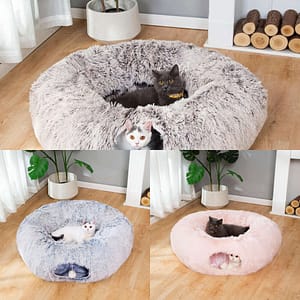 New Warm Fluffy Plush Dog Tunnel Bed With Washable Cushion-Big Tube Playground Toys FT Diameter Longer Crinkle Collapsible 3 Way