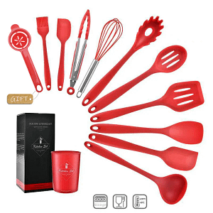 Best Silicone Cooking Utensil Set Wooden Handle Spatula Soup Spoon Brush Ladle Pasta Colander Non-stick Cookware Kitchen Tools Home  Garden