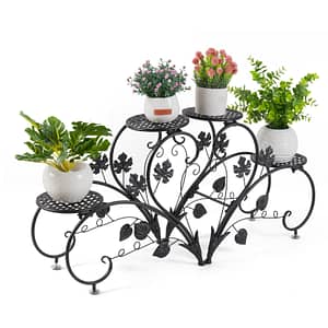 Metal Plant Stand Flower Pot Holder Garden Display Shelf Half Heart Shaped for Home and Outdoor Home  Garden