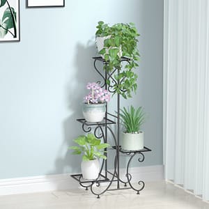 4 Tier Metal Flower Pot Holder Garden Plant Stand Display Shelf Rustproof Home  Garden