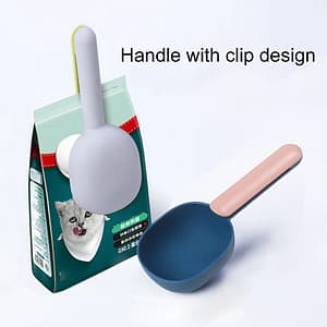 NEW Multifunctional Dog Food Spoon Pet Feeding Spoon With Sealed Bag Clip Creative Measuring Cup Curved Design