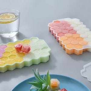 NEW Honeycomb Ice Cube Trays Reusable Silicone Ice cube Mold BPA Free Ice maker with Removable Lids Home  Garden