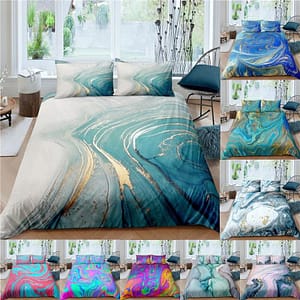 Comforters & Sets Nordic Duvet Cover 3D Marble Print Bedding Set Pillowcase No Bed Sheet Single Double Queen King 220x240 Quilt Covers Home  Garden