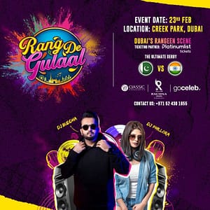 Rang De Gulaal Holi X IND vs PAK live screening  Dubai Creek Park - Sandy Beach Area Gate 1