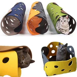 Cat Toy Felt Pom Splicing Cat Tunnel Deformable Kitten Nest Collapsible Tube House Tunnel Interactive Pet Toy Cat Accessories Pet Supplies