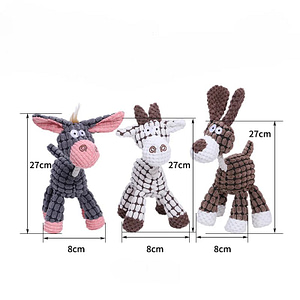 NEW Fun Pet Toy Donkey Shape Corduroy Chew Toy For Dogs Puppy Squeaker Squeaky Plush Bone Molar Dog Toy Pet Training Dog Accessories Pet Supplies