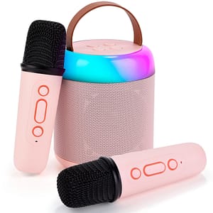 Mini Karaoke Machine for Kids with 2 wireless microphones Portable Bluetooth 5.3 Speaker LedLights Karaoke Gifts for Girls Boys Adult Birthday Electronics