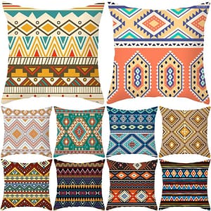 Pillow Bohemia Style Indoor Decorative Cover 18x18 Inch Colorful Stripes Pillowcase Geometric Printed For Couch Home  Garden