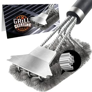 LMETJMA Safe Grill Brush and Scraper with Deluxe Handle 18 inch Grill Cleaner Brush Stainless Steel Bristle Grill Brush Home  Garden