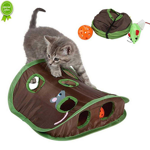 New Cute Pet Cat Interactive Hide Seek Game 9 Holes Tunnel Mouse Hunt Intelligence Toy Pet Hidden Hole Kitten Foldable Toys Pet Supplies