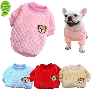 New Bear Embroidery Pet Dog Vest Winter Warm Dog Clothes for Small Dogs Plush Puppy Cat Coat Yorkies Chihuahua Shih Tzu Pug Outfits Pet Supplies