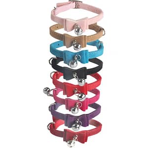 Cute Cat Collar Small Puppy Cat Collars Velvet Bow Kitten Cat Collar Bowknot Necklace with Bell for Dogs Cats Chihuahua Yorkie Pet Supplies