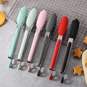 Food Grade Silicone Food Tong Creative Non-Slip Silicone Bread Tong Serving Tong Kitchen Tools BBQ Tools Accessories Home  Garden