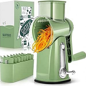 Rotary Cheese Grater with Handle Food Shredder with 5 Well-designed Blades Round Mandoline Slicer Vegetable Grater Home  Garden