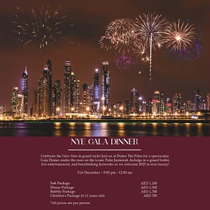 NYE Gala Dinner at Dukes The Palm in Dubai  Dukes The Palm