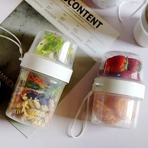 Breakfast Oatmeal Cereal Nut Yogurt Salad Cup Seal Container Set with Fork Sauce Cup Lid Bento Food Taper Bowl Lunch Box Home  Garden