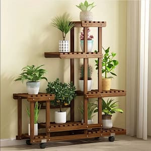 Multi-Layer Flower Pot Holder Plant Stand Garden Shelf Rack with Wheels Outdoor Indoor Home  Garden